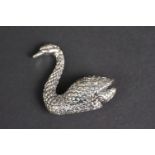 Silver and marcasite swan brooch