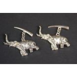 Pair of silver elephant cufflinks