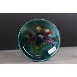 Moorcroft small Dish decorated in an Iris pattern, impressed marks to base, 11.5cms diameter