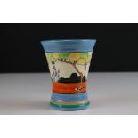 Clarice Cliff Bizarre Vase, shape 572, in the ' Tulips ' pattern, 10cms high