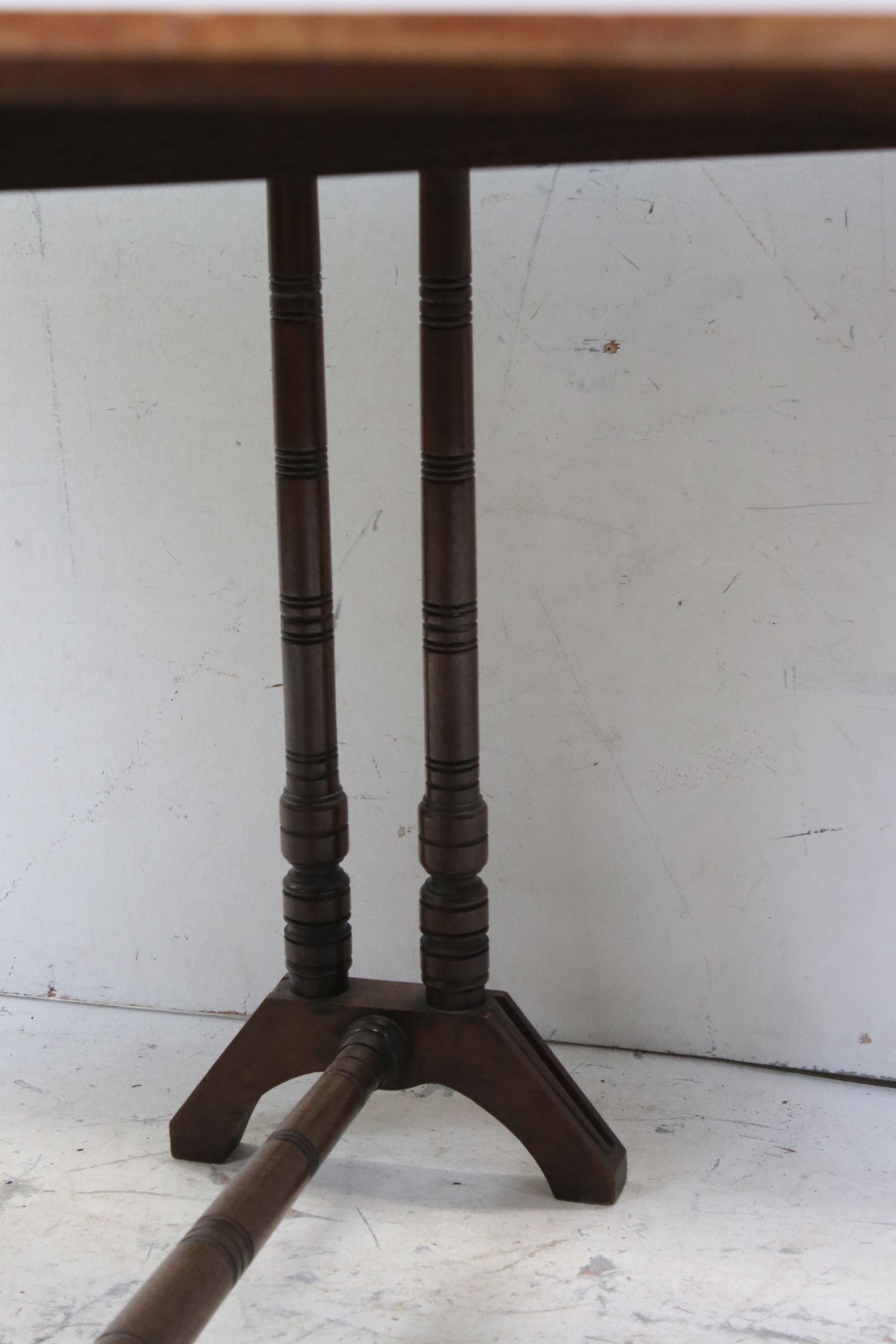 Edwardian Mahogany Sutherland Table raised on turned ringed supports, 92cms long x 69cms high - Image 7 of 10