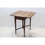 Edwardian Rosewood and Satinwood Inlaid Drop Flap Table with drawer to one end, raised on square