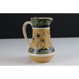 Late 19th / Early 20th century James Macintyre ' Gesso Faience ' Water Jug with pewter lid decorated