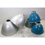 Pair of Large Industrial Metal Light Shades, 45cms high together with Three smaller Industrial Light