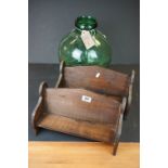 A pair of antique wooden desktop book racks / shelves, measures approx 37cm in length together with