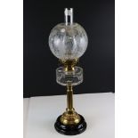 Late 19th / Early 20th century Oil Lamp with clear slice cut glass font, brass Corinthian column
