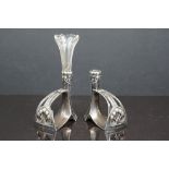 A pair of silver plated W.M.F. art nouveu bud vases.