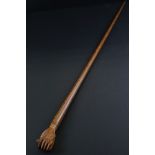 Pitcairn Island Hardwood Walking Stick with the handle carved in the form of a Hand, 91cms long