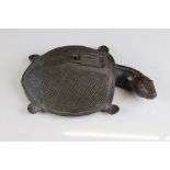 Indian Cast Metal Incense Burner in the form of a Dhokra Tortoise, 26cms long