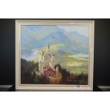 Frank Duffield (1901 - 1982 Bristol Savages) Oil Painting on Board Castle in a Mountainous