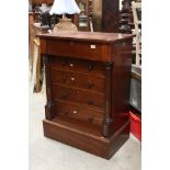 French Empire style Mahogany Side Cabinet, single drawer above a door formed from four faux