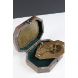 Wooden cased sundial and compass