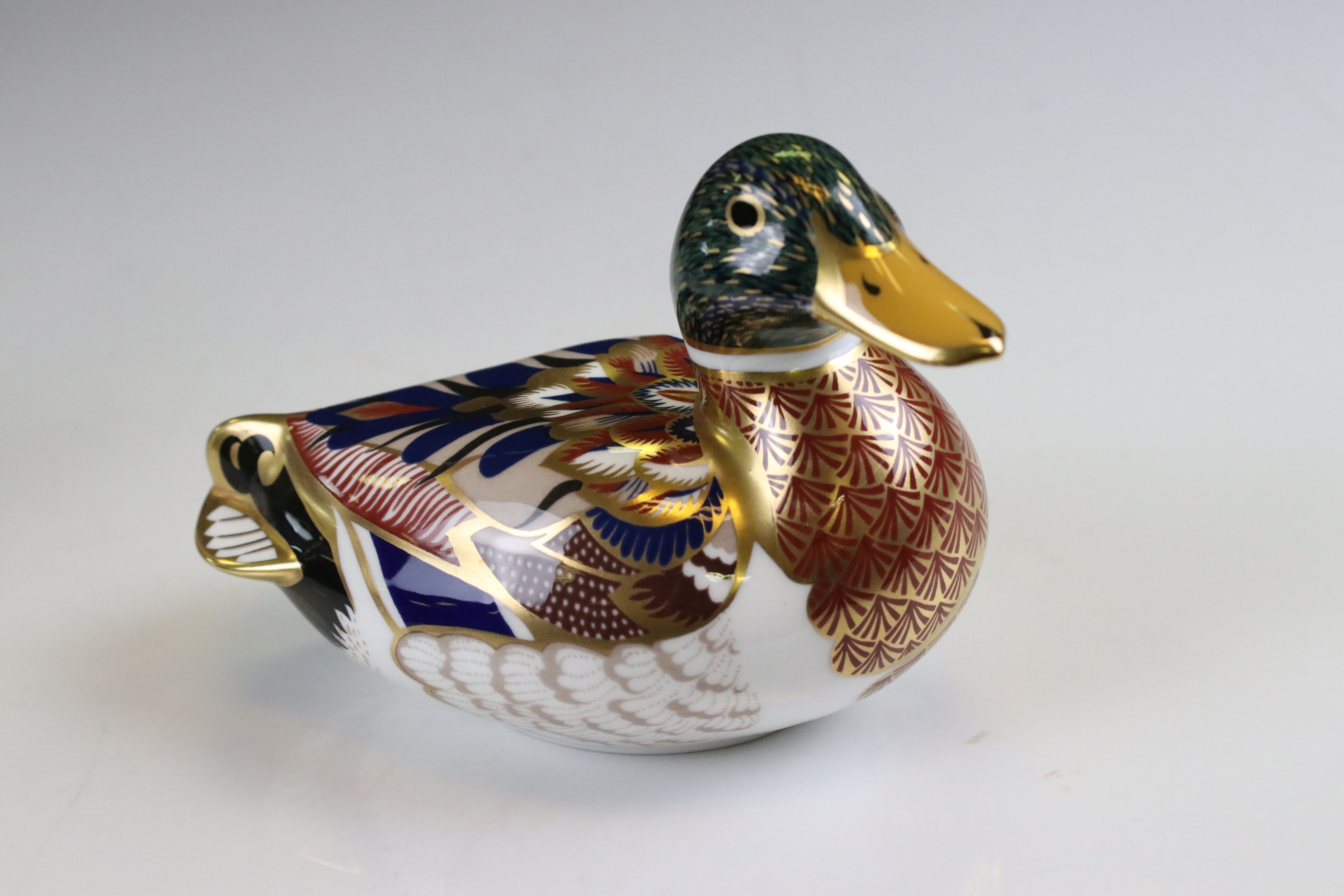 Two Royal Crown Derby Ceramic Paperweights - Mallard Duck (silver stopper) and Blue Jay (gold - Image 11 of 20