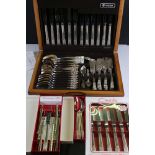 A collection of box and cased Oneida silver plated cutlery.