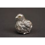 Silver cast figure of a baby chick