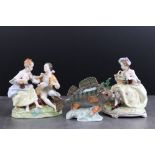 Beswick Perch, model no. 1875 (repair to one fin) together with Two Continental Porcelain Figure