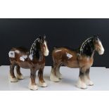 Two Beswick Brown Shire Horse Mares (no. 818)