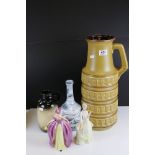 A group of mixed ceramics to include West German pottery vases, a Royal Worcester figurine and a