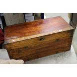 19th century Camphorwood Blanket Box / Travelling Trunk with brass mounts and brass recessed