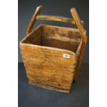 Vintage square wooden bucket, stands approx 55cm in height.