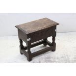 Oak Joint Stool Box in the 17th century manner, 47cms wide x 40cms high