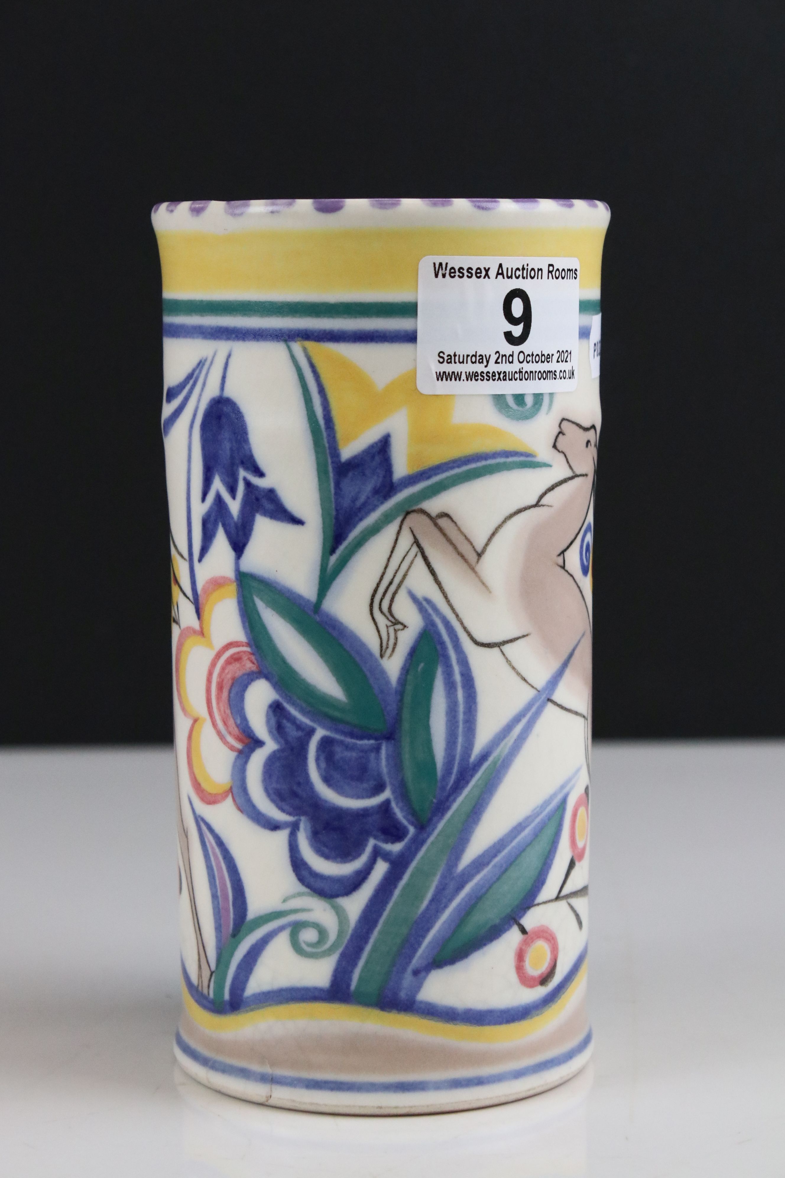 Poole Pottery Sleeve Vase in the TZ Leaping Deer pattern, 17cms high - Image 9 of 10