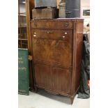 19th century French Walnut and Inlaid Escritoire with drawer to top over a fall front opening to a