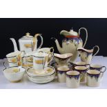 Two Art Deco Coffee Sets, Bursley ware and Crown Staffordshire both comprising Coffee Pot, Milk Jug,