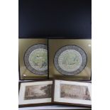 Pair of Framed Chinese Circular Silk Work Panels from an Imperial Robe depicting Waterfowl, 22cms