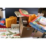 A collection of mixed toys to include Meccano, Fisher Price tool kit and jigsaw puzzles.