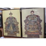 Two Chinese Ancestor Paintings on Silk depicting Seated Chinese Officials, both 109cms x 80cms,