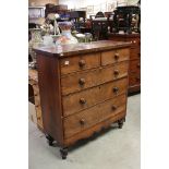 19th century Mahogany Chest of Two Short over Three Long Drawers with shaped apron and raised on