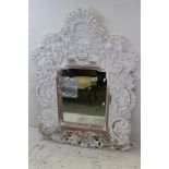 White Painted Ornate Carved Mirror, 109cms x 81cms