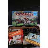 A collection of Hornby and other railway items together with a vintage Totopoly horse racing game,