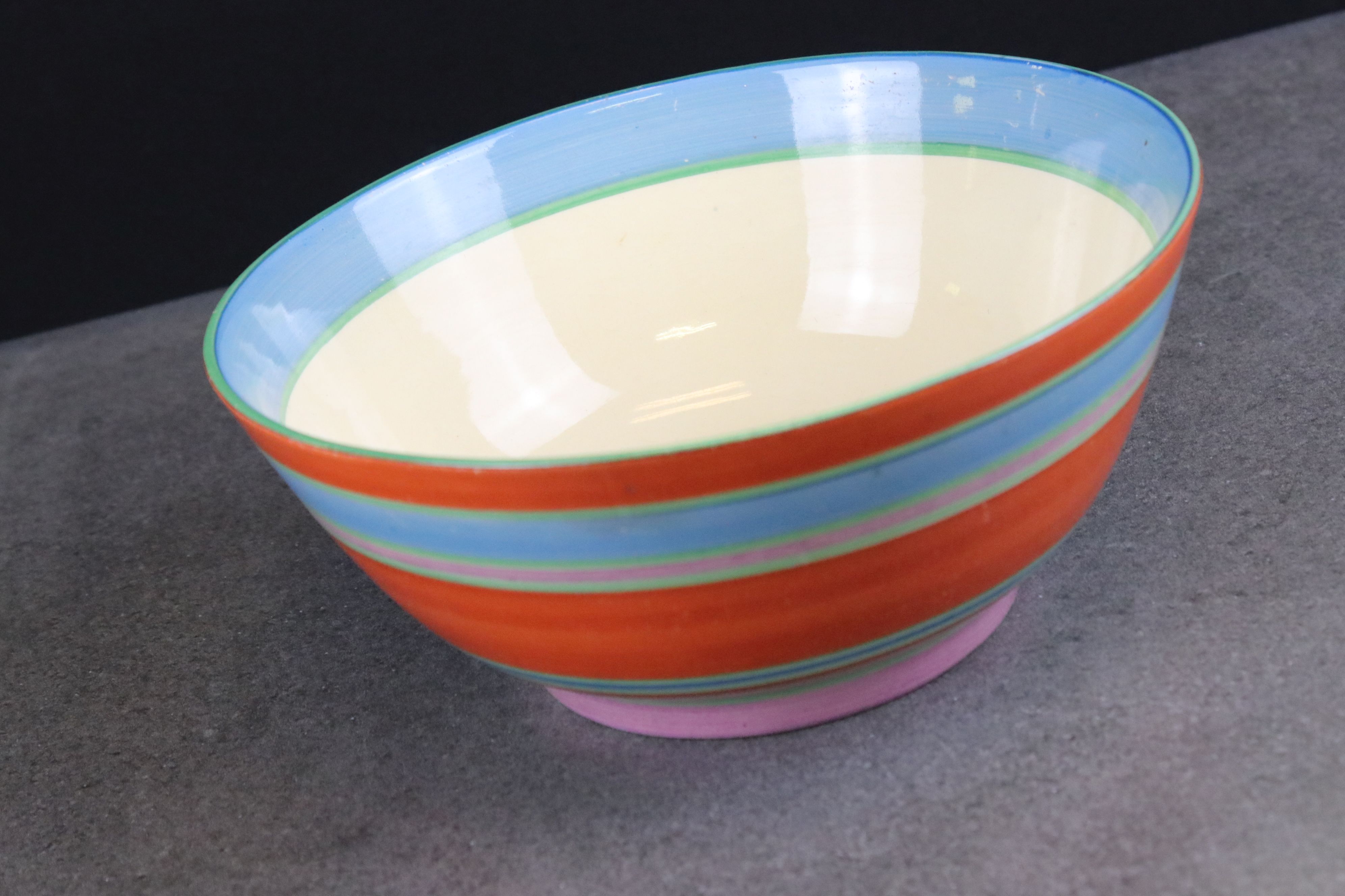 Clarice Cliff for Newport Pottery Bowl in the Liberty Stripe pattern, 21cms diameter - Image 3 of 12