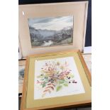 Four Watercolours including J C Oldmeadow Figure sat under a tree, Seija Wentworth Autumn Foliage