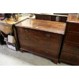 Early 19th century Mahogany Chest of Three Long Drawers raised on bracket feet, 94cms wide x 75cms