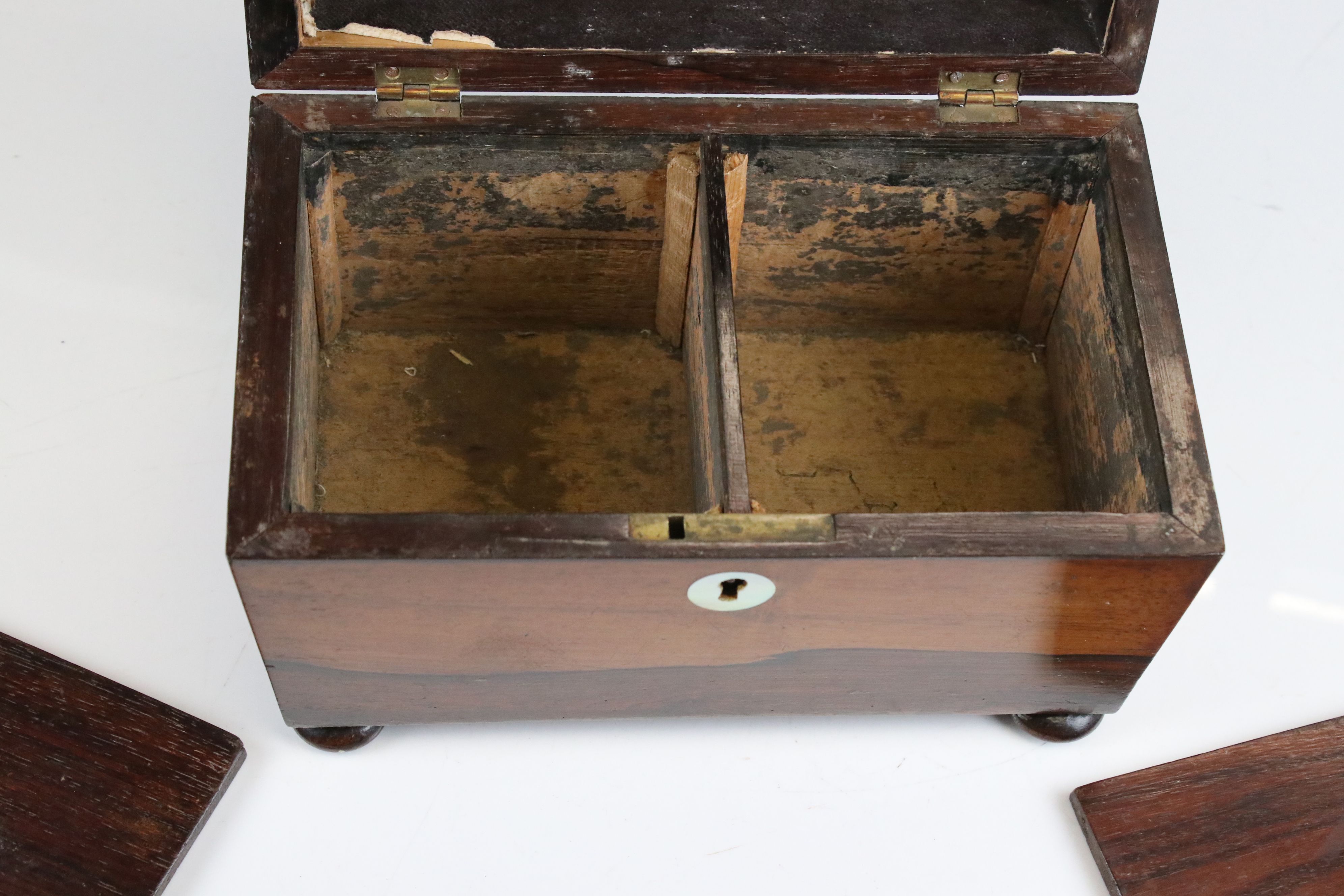 Georgian Rosewood Tea Caddy of sarcophagus form, the hinged lid opening to two lidded - Image 6 of 8