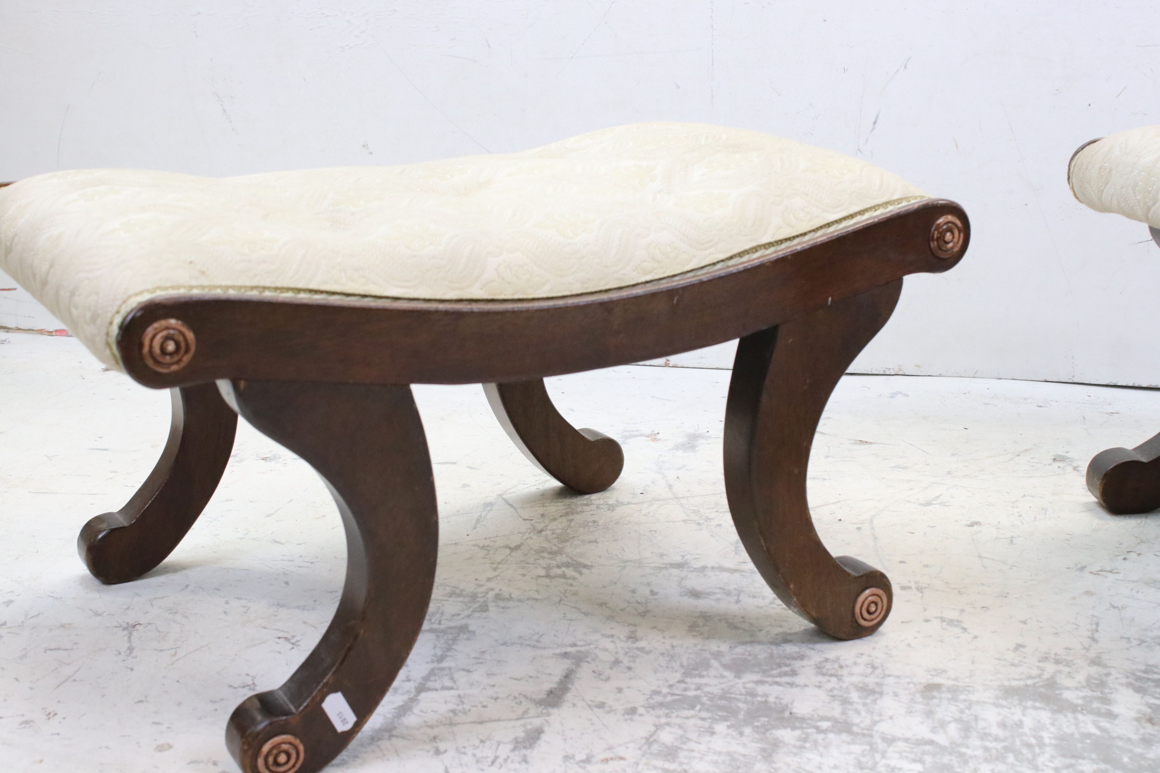 Edwardian Mahogany Slipper Chair and matching footstool in the Regeny manner, 70cms high - Image 10 of 12