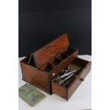 Late 19th century Mahogany Travelling Upholsterers Toolbox with leather carrying handle to top and