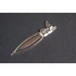 Silver bookmark, with Alsatian dog finial & ruby eye