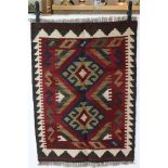 Hand Knotted Woolen Maimana Kilim Rug, 77cms x 57cms