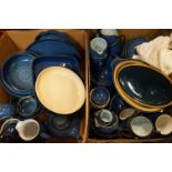 A large collection of Denby pottery part dinner and tea service to include Midnight and Imperial