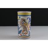 Poole Pottery Sleeve Vase in the TZ Leaping Deer pattern, 17cms high