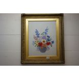 Early 20th century Needlework of Flowers in a Vase, 50cms x 39cms, gilt framed and glazed