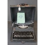 Oliver portable typewriter, serial no. 500651E, with original instructions & key in case