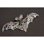 Silver and plique-a-jour vampire bat