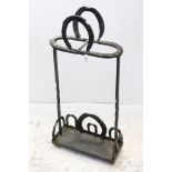 Wrought Iron Stick Stand made from Horse Shoes, 82cms high