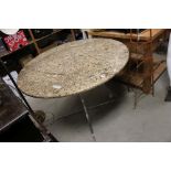 Mid 20th century Circular Marble Top Table held on a Clear Perspex Cross-over Base, 117cms