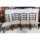 Set of Four French style Ladder Back Dining Chairs with over stuff seats